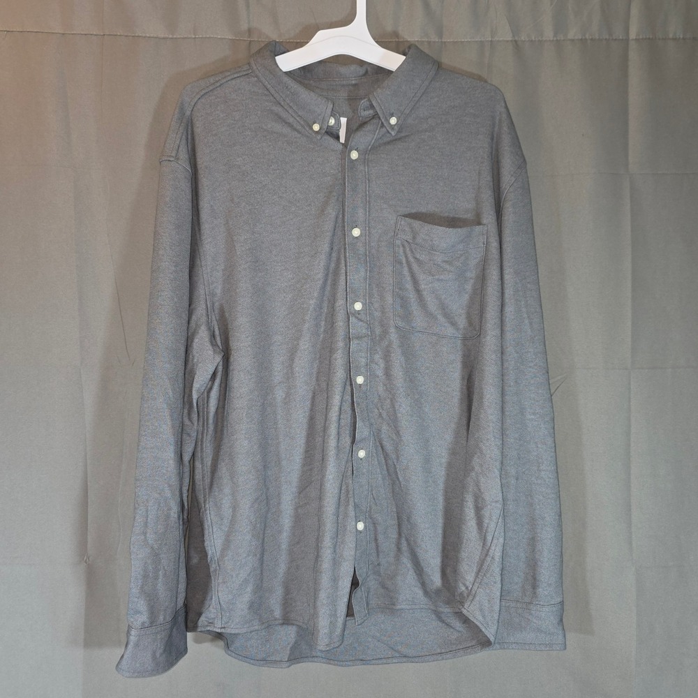 Goodfellow & Co Mens XL Comfort Wear Shirt Grey Long Sleeve Non-Iron Button Down